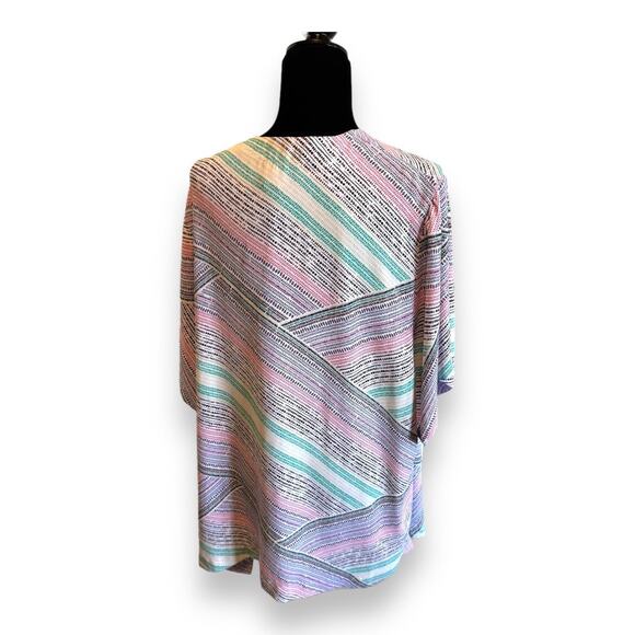 Chico's Womens Jacket Sz 3 XL 16 Rainbow Dots Easy Kimono Purple Pink Teal - Picture 8 of 12